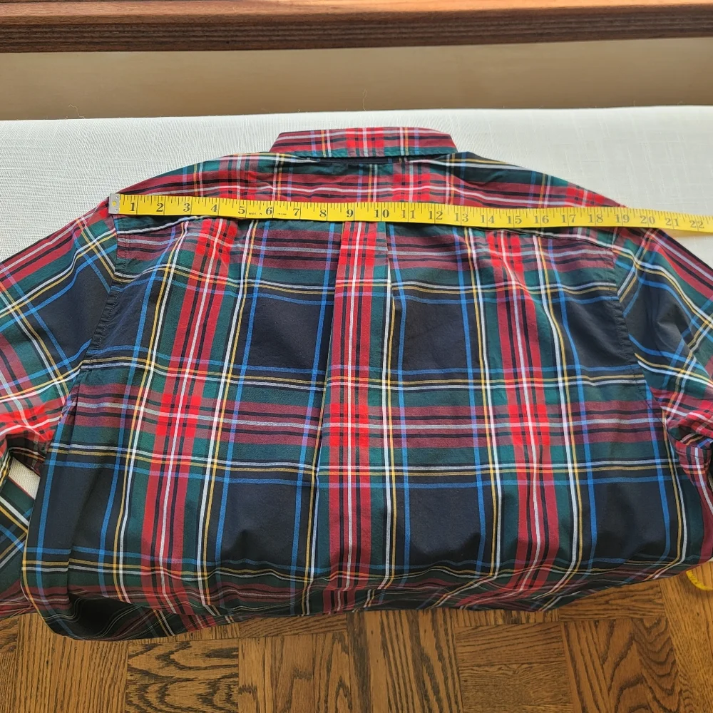 New! J.CREW sz L Tall Mens Secret Wash Cotton Poplin Shirt Black Tartan NWT